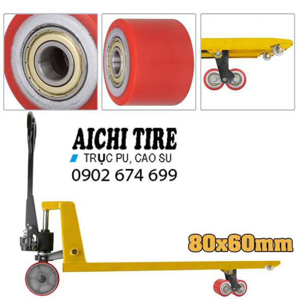 Bánh xe nâng tay pallet polyurethane 80x60mm - Ảnh 3