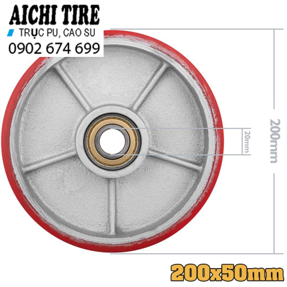 Bánh xe nâng tay PU 200x50mm - Ảnh 3