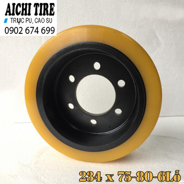 Bánh xe nâng điện Pu Heli 234 x 75-80mm 6 Lỗ